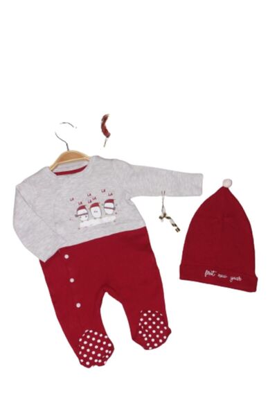 Bibaby Hello New Year Şapkalı Tulum 60571 Bordo