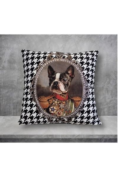 KIRLENT EV Κάλυμμα μαξιλαριού με μοτίβο King Boston Terrier Dog Goose Feet