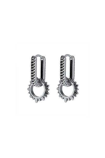 Viking 316L Stainless and Tarnish Resistant Gothic Design Long Hoop Stud Earr...
