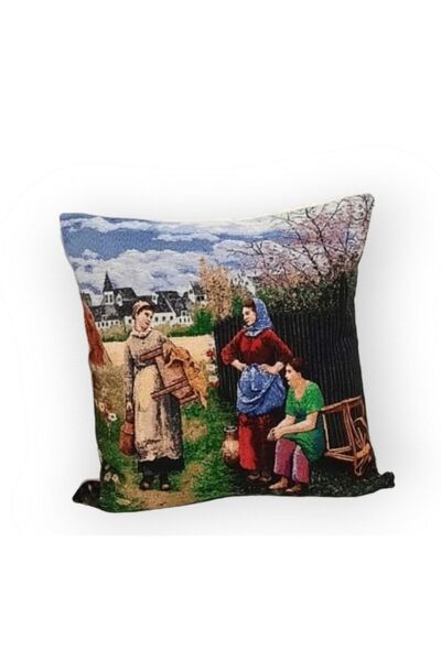 KIRLENT EV Tapestry Woven Women Fence Pattern Throw Pillow Cover
