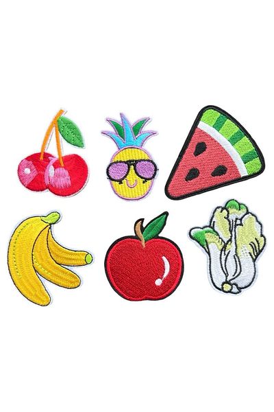 Yumuşakkeçe Patch decorativ cu model de fructe - adeziv, 12 buc