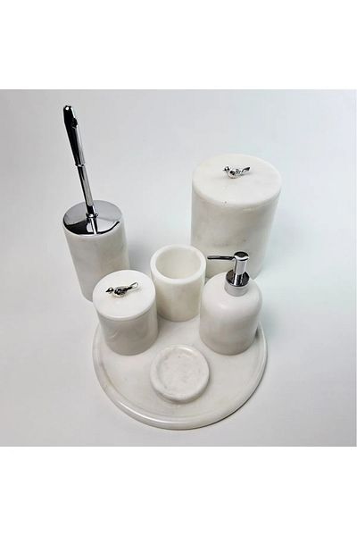 ege gross White Marble Bathroom Set 7Li/Marble Bathroom Set