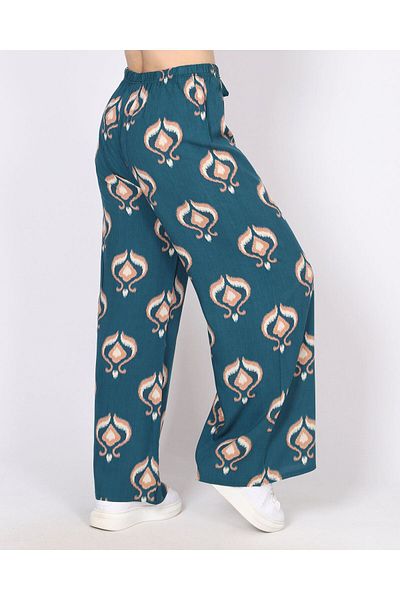 Hazinedan Pantaloni țesuți de damă cu modele etnice