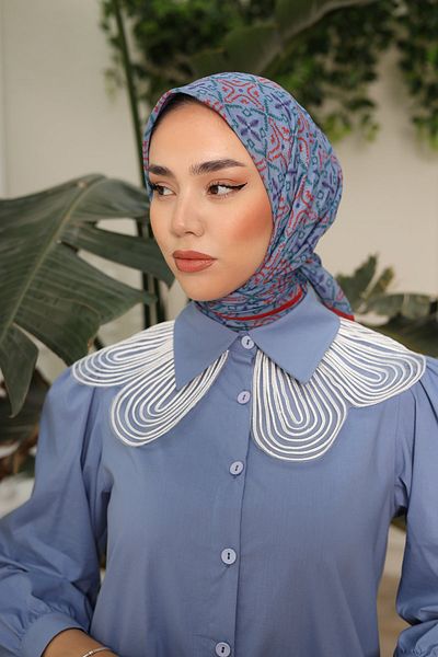 Silk Home Μαλακό βαμβακερό κασκόλ με σχέδιο πυξίδας