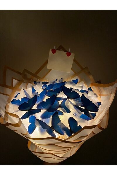 ESZEL Led Işıklı Mavi Kelebek Buket