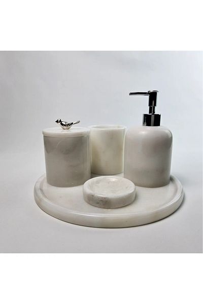 ege gross White Marble Bathroom Set 5Li/Marble Bathroom Set