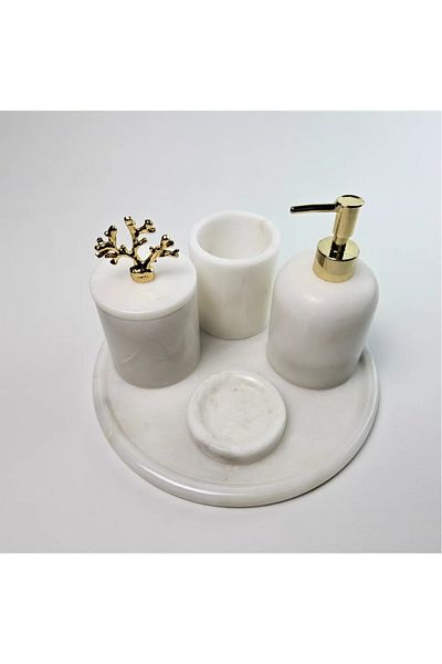 ege gross White Marble Bathroom Set 5Li/Marble Bathroom Set