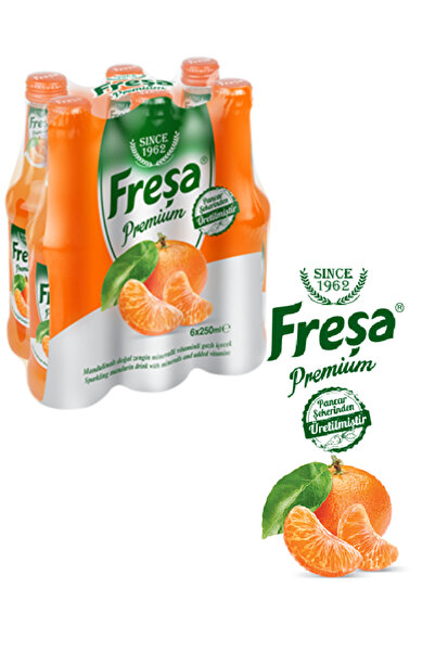 FREŞA Freşa Premium Mandalinalı Vitaminli Doğal Zengin Mineralli Gazlı İçecek 250ml * 6 Adet