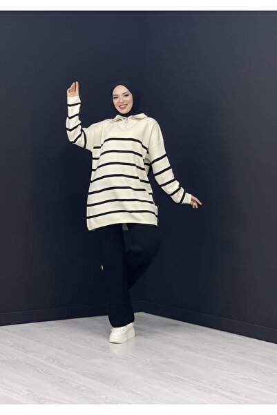 She Olive κοστούμι πλεκτό με γιακά φορτηγού, λευκό