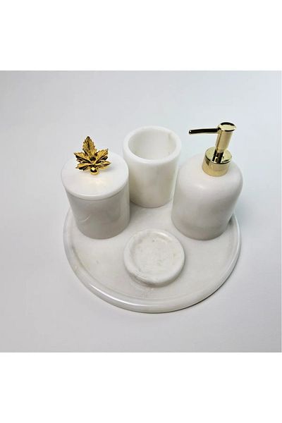 ege gross White Marble Bathroom Set 5Li/Marble Bathroom Set