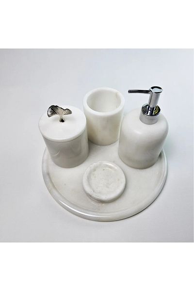 ege gross White Marble Bathroom Set 5Li/Marble Bathroom Set