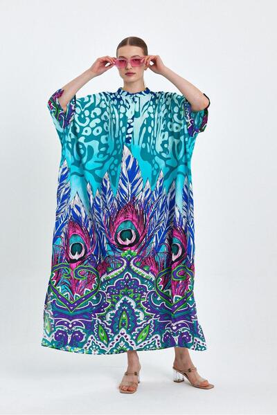 Hazinedan Великий розмір Широкий крій Сукня з коміром-стійкою для жінок