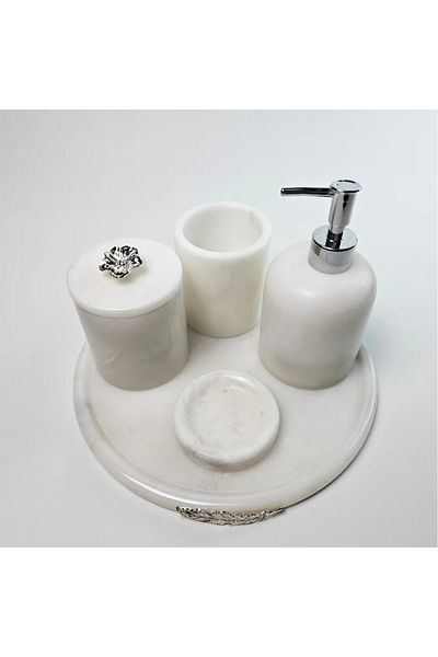 ege gross White Marble Bathroom Set 5Li/Marble Bathroom Set