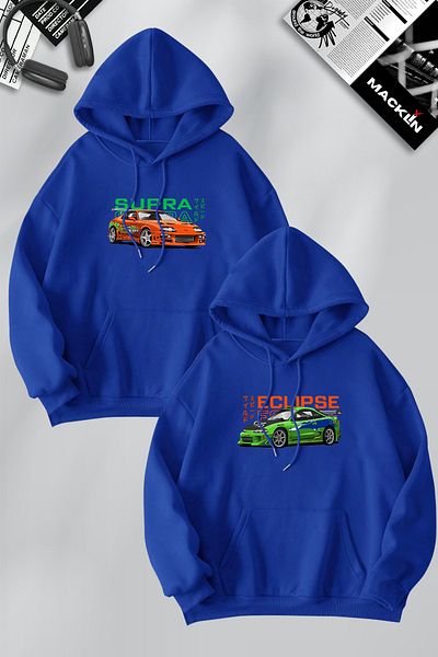 macklin Set de 2 hanorace cu glugă cu imprimeu Fast and Furious Eclipse & Supra - Combinație de cuplu prieten