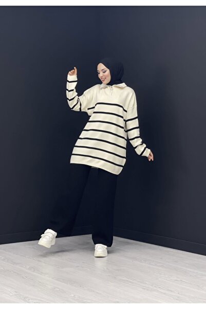 She Olive κοστούμι πλεκτό με γιακά φορτηγού, λευκό