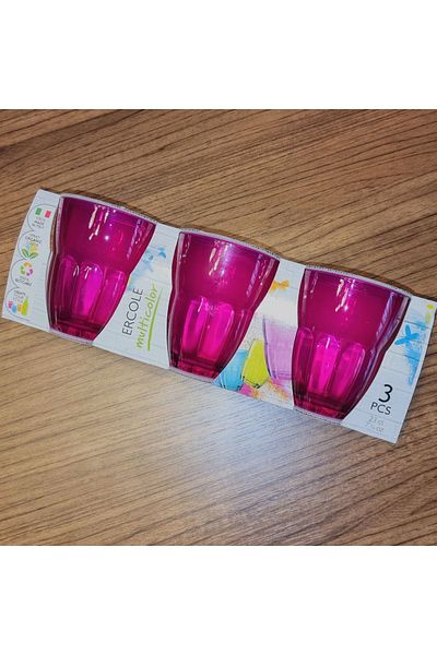 Bormioli Rocco Ercole Multicolor Fuchsia 23 Cl Glass 6 Pieces