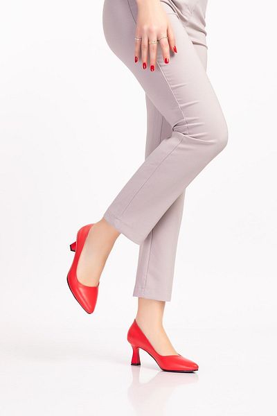FOLLOWIN Women's Red Pointed Toe Short Goblet Heeled Stiletto Shoes