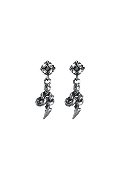 Viking أقراط من الفولاذ المقاوم للصدأ 316L مع إكسسوارات على شكل ثعبان من حجر الزركون القوطي