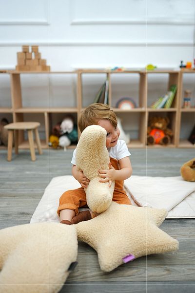 mordesign Teddy Fabric Decorative Plush Pillow - Super Fluffy Moon Pillow, Moon Morteddy Series