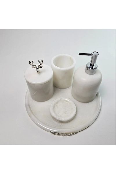 ege gross White Marble Bathroom Set 5Li/Marble Bathroom Set
