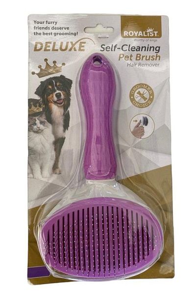 Royalist ROYALIST DELUXE SELF-CLEANING PET BRUSH PURPLE