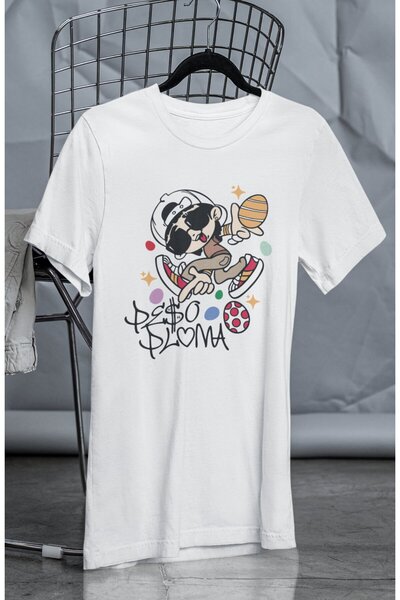 Fuddy Moda Unisex Oversize kroj Pluma Štampano Mini T-shirt - Muzička tema