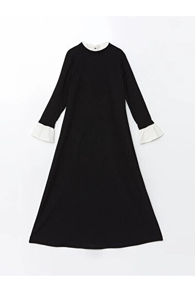 LC Waikiki LCW Modest - Νέο γυναικείο φόρεμα με γιακά με μαύρο βολάν