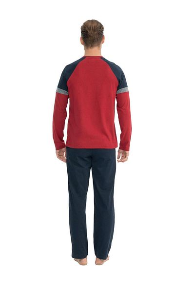 U.S. Polo Assn. Η.Π.Α. Polo Assn. 18831 - Ανδρικές πιτζάμες μπορντό μονό ζέρσεϊ, μακρυμάνικο και στρογγυλή λαιμόκοψη