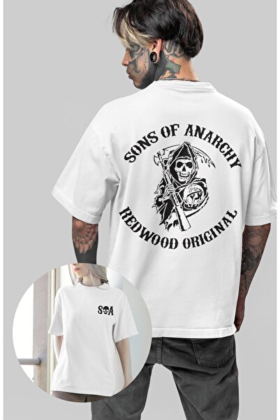 Fuddy Moda Унисекс тениска с принт  "Sons of Anarchy " на гърба, овърсайз тен...