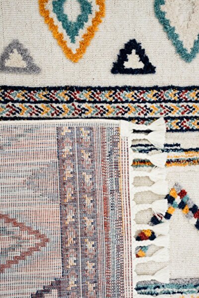 MOQA Max 1804 Multi Bukle Dokuma Halı Hav Toz Vermez Etnik Iskandinav Desenli Dekoratif Salon Halısı