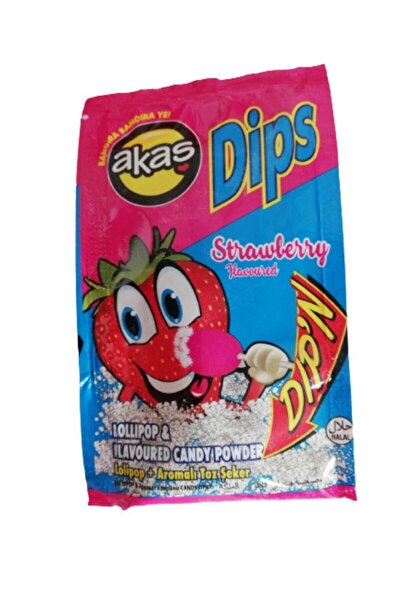 akas Çilek Aromalı Toz Şekerli Dips Lolipop Paket 36 Adet