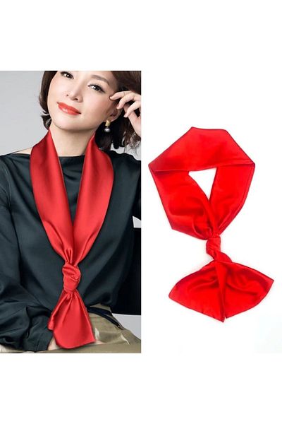 LO ADORO Satin Belt Scarf - Black, Red and Purple Polka Dot Scarf