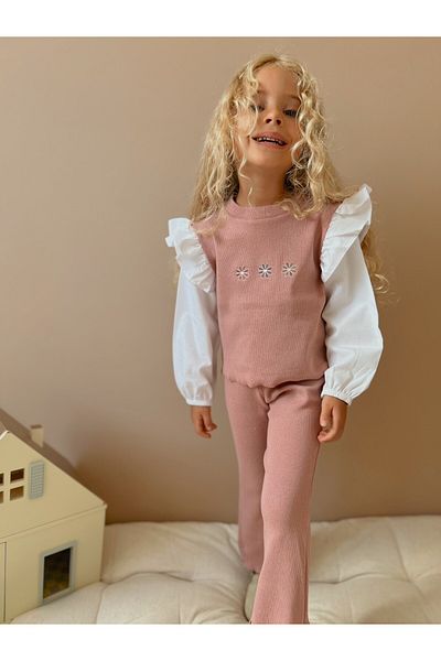 le petit sole Embroidered Camisole Set for Girl - Top and Bottom Set