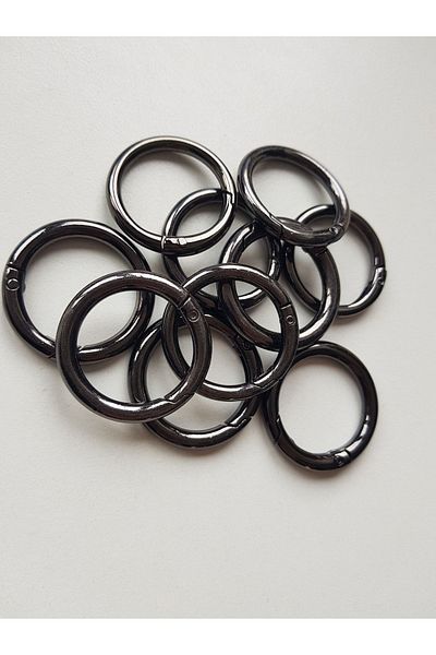 NAZENİN HOBİ AKSESUAR Δαχτυλίδι ελατηρίου 2,5 cm Anthracite 10 Συσκευασία