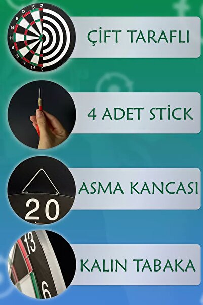 AfterTimes Özel Oda Tipi Hedef Tahtası Dart Seti 43 Cm 4 Adet Dart İle