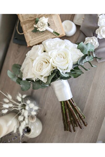 linabukett Okaliptuslu Gül Nikah Çiçeği Buket’i