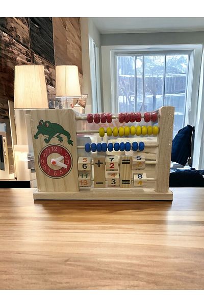 dodotoys Montessori abacus wooden abacus with educational tutorial clock