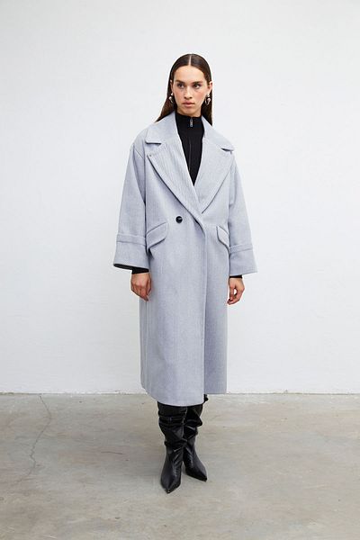 VATKALI Herringbone patterned double-breasted wool coat