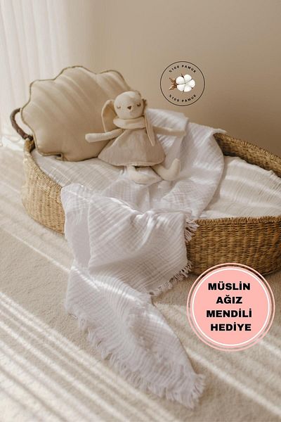 ZEYPBA White Muslin 4 Layer Muslin 110x110cm Cotton Softness / New Series / 110x110cm