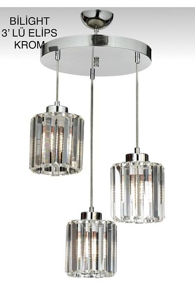 BiLight 3-Piece Ellipse Chrome Pendant