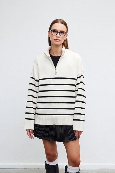 VATKALI Gestreifter Pullover mit Reißverschluss