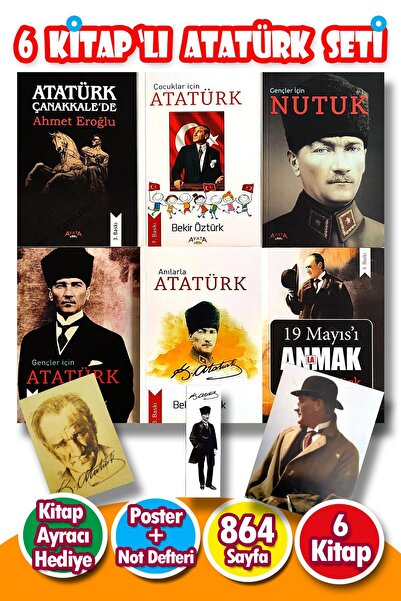 Harika Kitap 6 Kitaptan Oluşan Muhteşem Atatürk Seti (6 Kitap,Poster,Not Deft...