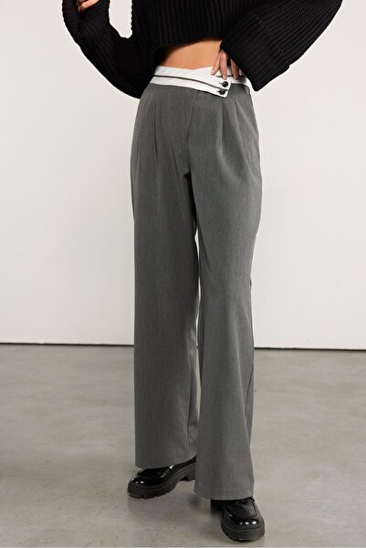 VATKALI Belt Detailed Palazzo Trousers Gray