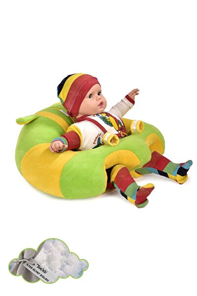 TOKKO Elyaf Dolgu Bebek Oturma Destek Minderi - Devrilmez Bebek Koltuğu - Büy...