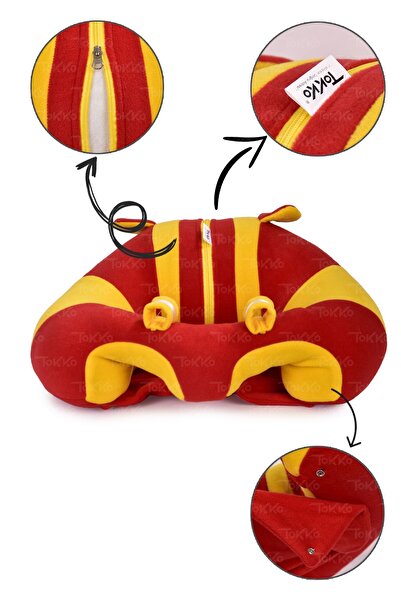 TOKKO Fiber Filling Baby Seating Supported - Non-Tipping Seat - Yellow Red Large Baby Seat