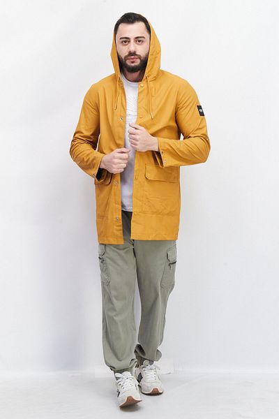 Aigle Men Hooded Long Sleeves Solid Windbreaker Jacket, Tan