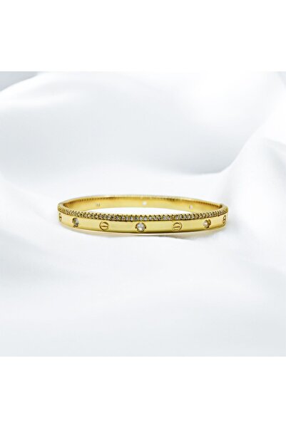 MELLS TAKI Zircon Waterway - مشبك ذهبي، تفاصيل حجر واحد، ستانلس ستيل 316L