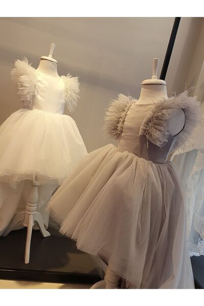 SCSTİL Gri Taşlı Fırfırlı Elbise