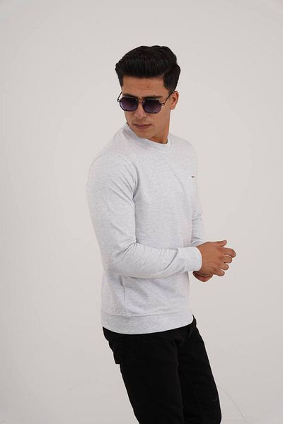 Est Estola Men's - Light Gray Color, Crew Neck, 2 Thread Relaxed Sweatshirt