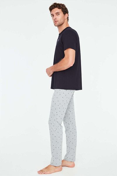 Mod Collection - Ανδρικό σετ πιτζάμες Navy Blue Patchwork